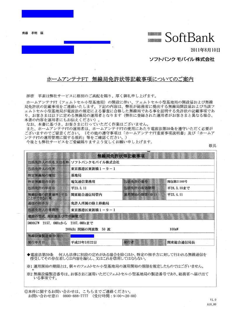 SBホームアンテナFT免許(1)